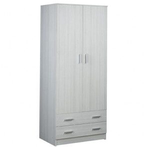 Armadio cameretta due ante con 2 cassetti in legno altezza 182 cm. Armadi per camerette con doppia anta e cassettiera di colore Eucalipto