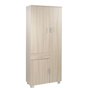 Mobile scarpiera multiuso con cassetto e 6 ripiani regolabili, dimensioni 77x34x178 cm. Scarpiere armadietto tre ante in legno colore olmo