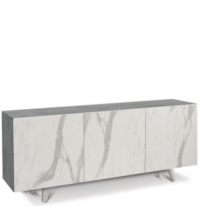 Credenza buffet moderna cemento con tre ante marmo calacatta. Mobili credenze basse moderne in legno, ideali in cucina e sala da pranzo.