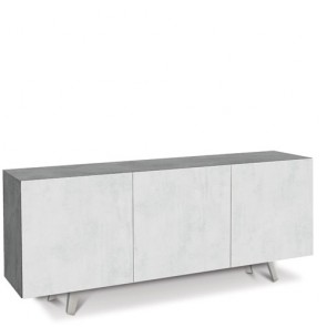 Credenza buffet moderna cemento con tre ante bianco ossido. Mobili credenze basse moderne in legno, ideali in cucina e sala da pranzo.
