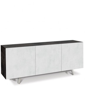 Credenza buffet moderna nera con tre ante bianco ossido. Mobili credenze basse moderne in legno, ideali in cucina e sala da pranzo.