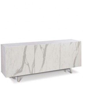 Credenza buffet moderna bianca con tre ante marmo calacatta. Mobili credenze basse moderne in legno, ideali in cucina e sala da pranzo.