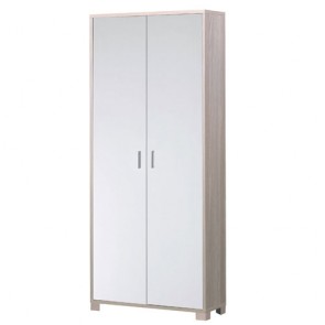 Mobile scarpiera multiuso con 8 ripiani regolabili, dimensioni 83x29x190 cm. Armadio Scarpiere olmo con due ante bianco fiammato, ideale in bagno o in lavanderia come portascope. 