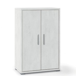 Mobile multiuso casa con 2 ripiani regolabili. Armadio ufficio bianco ossido con 2 ante, misure 110x71x41 cm.