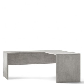 Scrivania angolare destro cemento. Scrivanie ufficio in legno porta pc per arredamento camerette, dimensioni 76x160x150 cm.