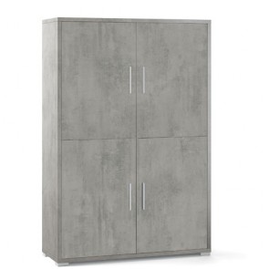 Mobile multiuso con 4 ripiani regolabili. Armadi ufficio cemento con 4 ante, misure 161x108x41 cm.