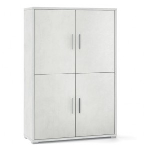 Mobile multiuso con 4 ripiani regolabili. Armadi ufficio bianchi con 4 ante, misure 161x108x41 cm.