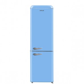 Frigorifero combinato a due porte Akai azzurro anni 50. Frigoriferi vintage 265 litri con freezer congelatore, ideali in cucina.