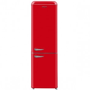 Frigorifero combinato a due porte Akai rosso anni 50. Frigoriferi vintage 265 litri con freezer congelatore, ideali in cucina.