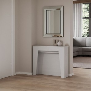 Tavolo consolle bianco frassino allungabile fino a 211 cm. Tavoli consolle allungabili con tre prolunghe in legno, ideali in cucina e sala da pranzo.
