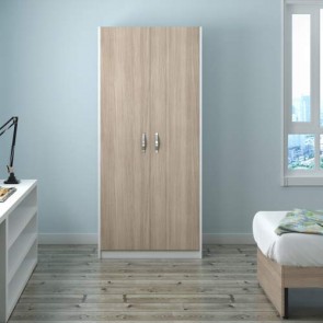 Armadio guardaroba camera da letto due ante in legno altezza 210 cm. Armadi per camerette con doppia anta di colore olmo, misure 210x91x52 cm.