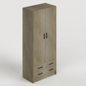 Armadio guardaroba cameretta due ante e cassetti in legno. Armadi per camerette con doppia anta e cassettiera di colore argilla, misure H.210x91x52 cm.