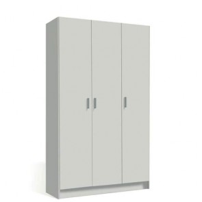Armadio multiuso tre ante, con quattro ripiani e vano portascope. Mobile armadi portascopa bianco, misure 108x37xh180 cm.