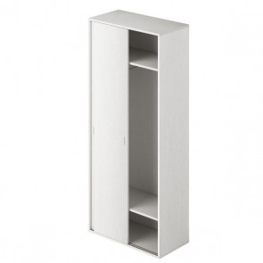 Armadio guardaroba camera da letto due ante in legno scorrevoli. Armadi camerette con doppia anta di colore bianco frassinato, misure 212x90x43 cm.