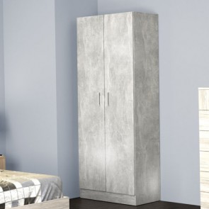 Armadio guardaroba camera da letto due ante in legno altezza 195 cm. Armadi per cameretta con doppia anta cemento, misure 195x87x50 cm.