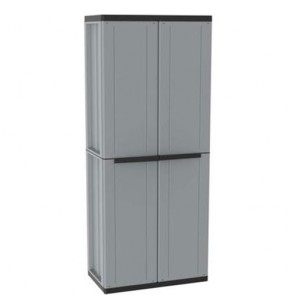 Armadio portascope da esterno a due ante in polipropilene. Armadietto multiuso in resina da giardino, misure 68x37x164H cm.