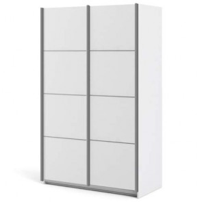 Armadio guardaroba in legno con ante scorrevoli per cameretta. Armadi per camera da letto di colore bianco, misure 201x122x64 cm.
