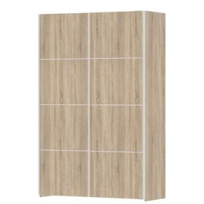Armadio guardaroba in legno con ante scorrevoli per cameretta. Armadi per camera da letto di colore rovere, misure 201x122x64 cm.