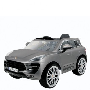 Macchina elettrica 12V Porsche per bambini, con telecomando. Fuoristrada elettrico SUV Macan colore silver per bimbo con radiocomando.