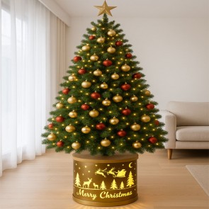 Base albero di natale con paesaggio illuminato. Basi oro 32 cm con luce illuminate per alberi natale.