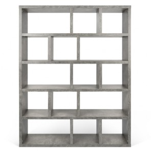 Libreria design in legno Temahome per casa e ufficio. Mobile librerie aperte in quercia, noce, grigio e bianco, dimensioni 198x150x34 cm.