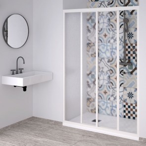 Box doccia con profili in PVC e acrilico da 1,8 mm. Cabina docce bagno Acril con estensione regolabile, altezza 190 cm estensibilità cm 150÷140 cm.