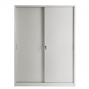 Armadio in metallo tuttopiani per ufficio con serratura e lamiera prima scelta. Armadi metallici ufficio con ante scorrevoli, dimensioni 45x120x200 cm.