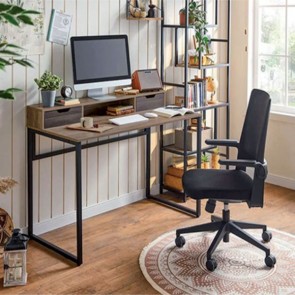Scrivania ufficio industriale vintage con cassetti, scrivanie cameretta con struttura in metallo e piano in MDF.