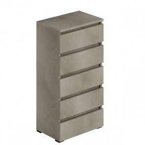 Cassettiera argilla con 5 cassetti in legno nobilitato. Mobile settimino ideale per camerette e camera da letto, dimensioni 47x40x127 H cm.
