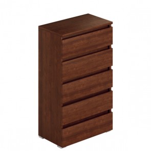 Cassettiera noce antico con 5 cassetti in legno nobilitato. Mobile settimini ideale per camerette e camera da letto, dimensioni 75x40x127H cm.