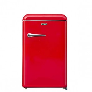Frigorifero albergo monoporta da tavolo Akai rosso. Frigoriferi sottotavolo vintage 130 litri con freezer congelatore, ideale per gli hotel e nei camper.