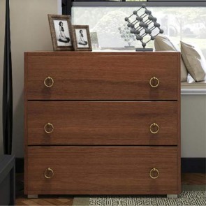 Cassettiera comò in legno nobilitato noce con 3 cassetti. Mobile settimino ideale per camerette e camera da letto