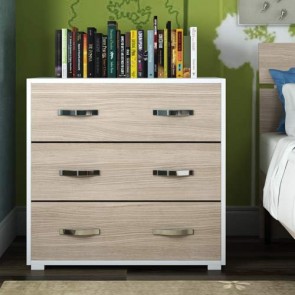 Cassettiera olmo cameretta con 3 cassetti in legno nobilitato. Mobile settimino ideale per camerette e camera da letto, dimensioni 91x45x81h cm.