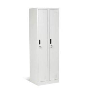 Armadietto metallico ufficio CR-1242-2, armadio sporco pulito in metallo 2 ante con serratura. Armadietti spogliatoio metallici sicurezza Haccp per i vestiti, dimensioni 45x60x185 cm.