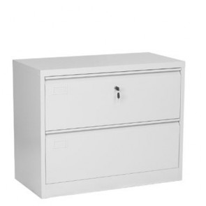 Armadio classificatore schedario orizzontale in metallo. Armadietti metallici con 2 cassetti per archivio cartelle documenti, dimensioni 45x90x72 cm.