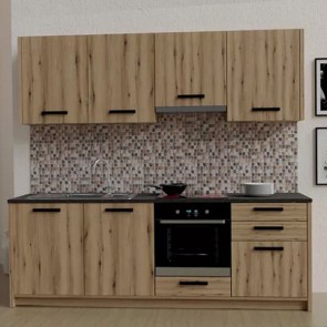 Cucina componibile completa di top esclusi gli elettrodomestici. Cucine componibili colore ardesia rovere, dimensioni 240x217 cm.