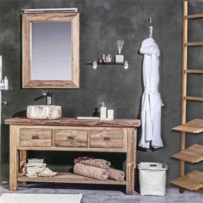 Mobile bagno Essenza 3 cassetti, mobili bagno Cipì in legno in teak naturale massello con tre cassetti e ampio ripiano.