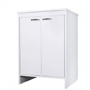 Mobile lavanderia in PVC antiacido per interno. Base multiuso bagno in resina con ripiano, ideale anche per l'esterno.
