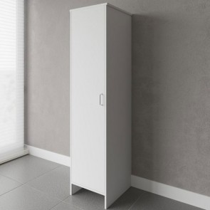 Armadio lavanderia multiuso da interno in resina. Armadietto colonna portascope bianco da esterno, misure H182x49x46 cm.