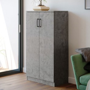 Armadio multiuso scarpiera con 2 ante. Scarpiere armadietto in legno colore cemento, ideale per tutti i modelli di scarpe e stivali.