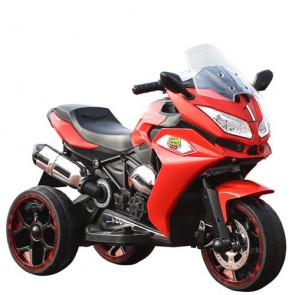 Moto elettrica per bambini con tre ruote luminose e luci led, Motocicletta rossa per bambino con batteria 12 volt e ingresso USB.