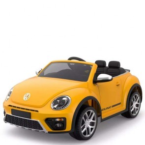 Auto elettriche con batteria 12 volt, maggiolino cabrio Volkswagen per bambini con telecomando. Maggiolone macchina elettrica gialla per bambino con radiocomando.