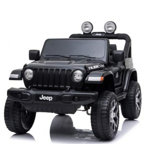 Auto elettrica due posti per bambini con batteria 12 volt e telecomando. Fuoristrada Jeep Wrangler Rubicon elettrico colore nero