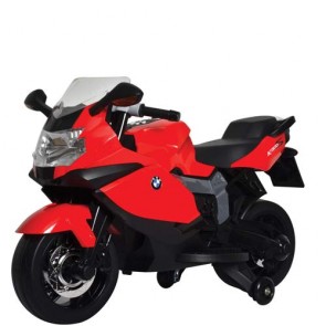 Moto elettrica BMW K1300S per bambini con luci e musica. Motocicletta rossa per bambino con batteria 12 Volt e rotelle.