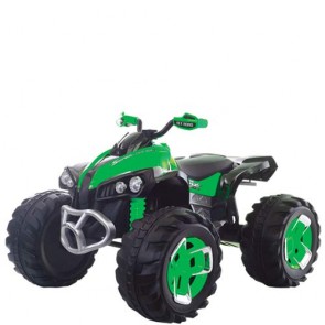 Quad elettrico per bambini verde con batteria 12 volt e retromarcia, moto elettrica ricaricabile per bambino con luci e musica MP3.