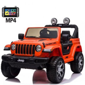 Auto elettrica due posti per bambini con batteria 12 volt, telecomando e schermo touch 6 pollici. Fuoristrada Jeep Wrangler Rubicon elettrico 