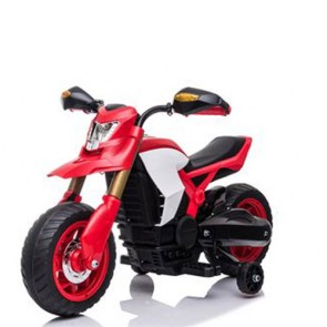 Motocicletta elettrica enduro per bambini con batteria 6 volt e faro a led. Motociclette elettriche motocross per bambino rossa con acceleratore a bottone.