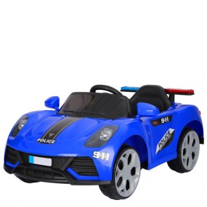 Macchina elettrica polizia bianca per blu con batteria 6V, radiocomando e fari led. Auto elettriche per bambino con telecomando e lampeggiante.