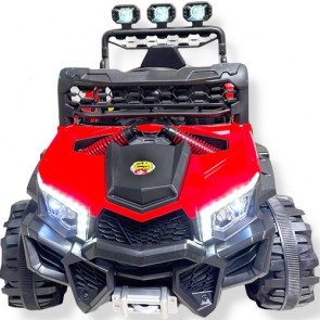 Auto macchina elettrica 12 Volt per bambini con telecomando, luci e sospensioni. Fuoristrada jeep elettrico rosso per bambino con bluetooth.