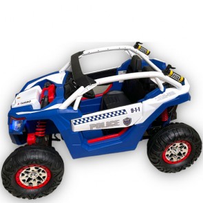 Auto macchina elettrica 24 Volt due posti per bambini con telecomando, luci led e sospensioni. Fuoristrada jeep elettrico blu 2 posti per bambino con ruote extralarge.